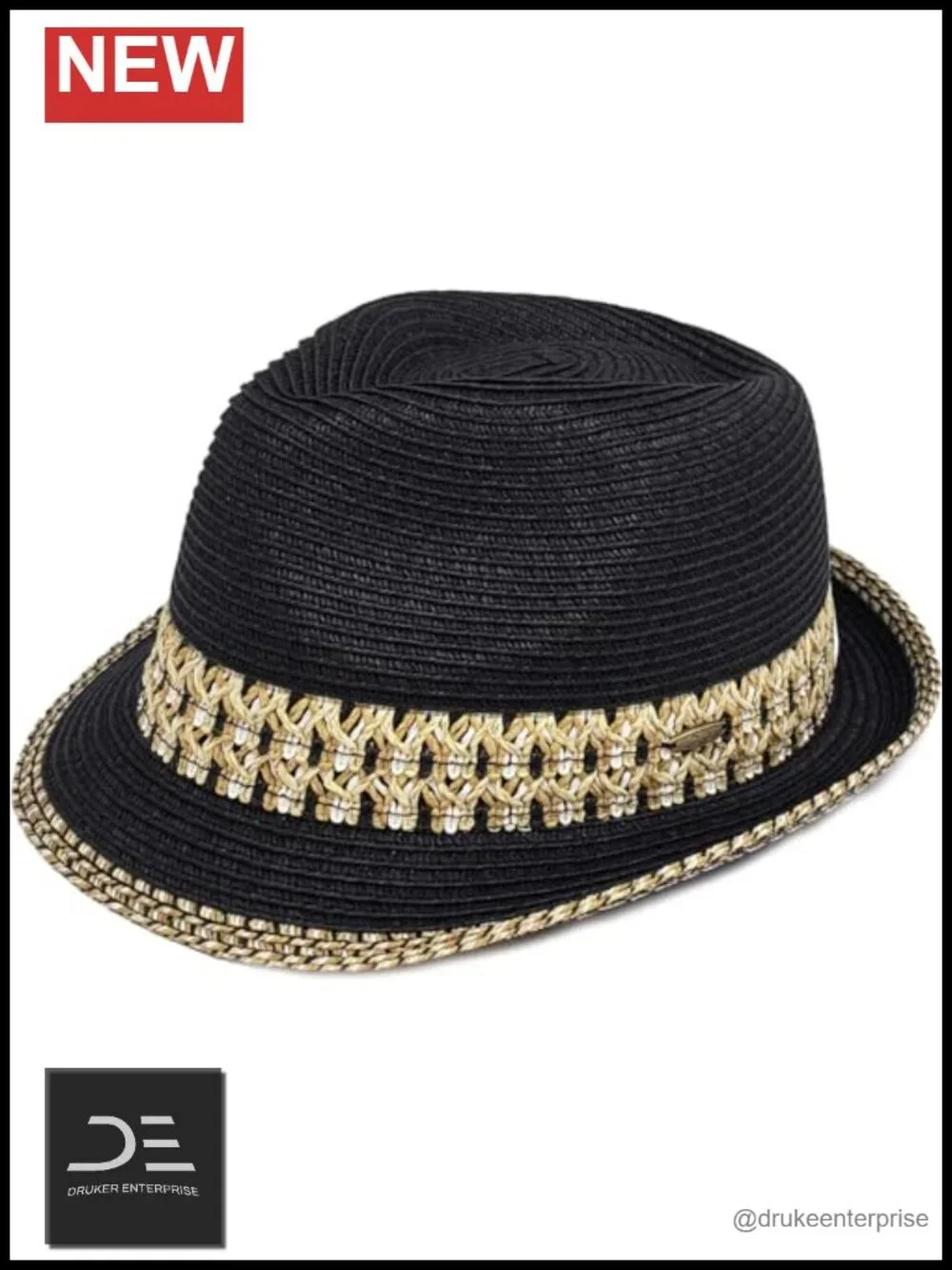 UPF 50+ Short Brim Fedora Sun Hat with Woven Pattern, Packable Beach Hat
